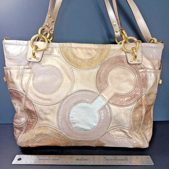 Authenticated Coach Purse Handbag Shoulder M0993-14833 Inlaid Art 09 Vintage CN - Picture 11 of 16